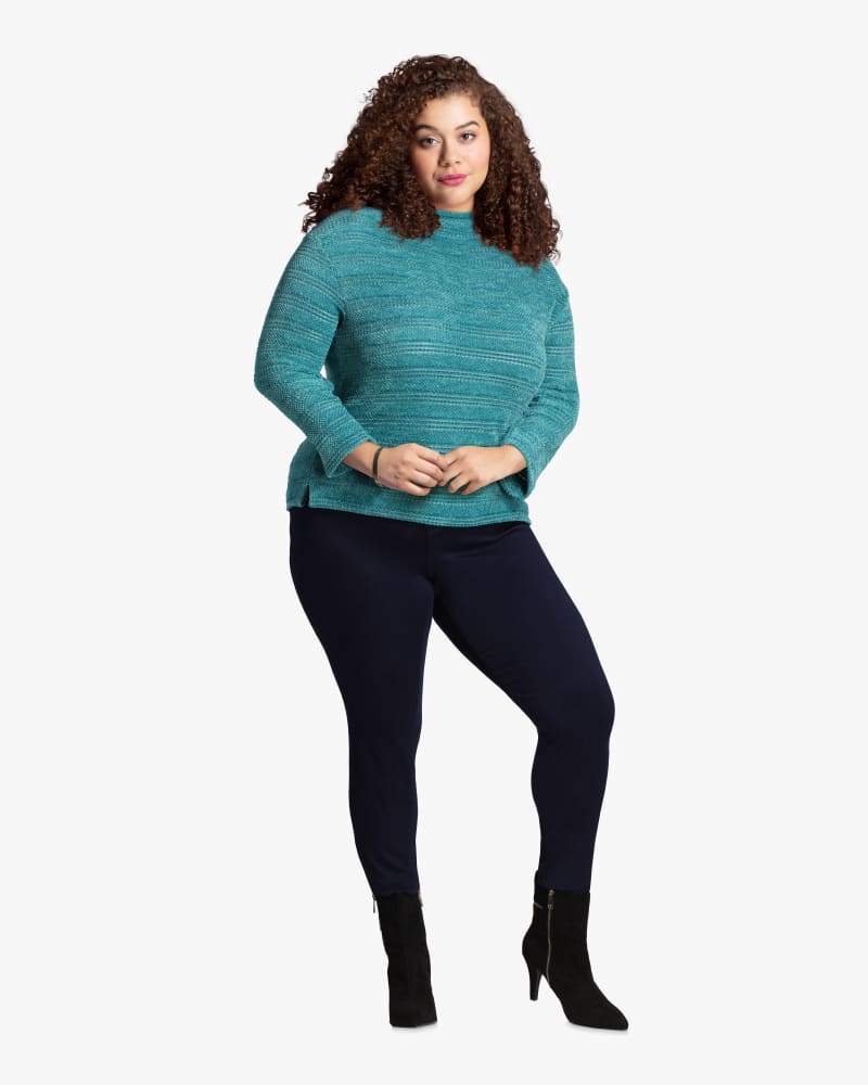 Plus size model with diamond body shape wearing Penelope Chenille Sweater by Rafaella | Dia&Co | dia_product_style_image_id:114907